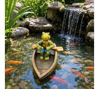 Ornements d'étang en résine flottante en forme de grenouille en forme de tortue d'aviron en bois pour décoration de jardin, statue d'eau pour étang de carpes koï, aquarium, fontaine, terrasse, bain
