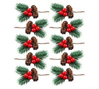 Ornements DIY de Noël Branches de Baies Rouges 8-10cm | Réalisme parfait, pour mélange PVC et pommes de pin, pour idéal pour sapins et couronnes festives