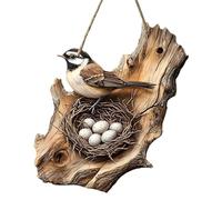 Ornements d'oiseaux - Impression double face résistante aux intempéries, breloque de 10 cm de profil plat, sculpture miniature à suspendre, feuille de attachée à la ficelle | Fausse