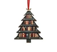 Ornements En Bois De Noël En Forme De De Bibliothèque - 2 Pièces Souvenir De Vacances Festif, Décoration De Bibliothécaire De Lecteur Mignon | Ornement Rustique D’amoureux De Livres Suspendus - Ca