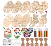Ornements en Bois de Pâques,286 pièces Pendentif de Pâques en bois,Pendentifs Tranche en Bois Pâques Décoration,Bricolage Artisanat de Pâques,Décorations de Pâques en Bois,Decoration Paques Bois