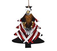 Ornements en bois en forme de sapin de Noël - Motif aigle patriotique des États-Unis tendance pour décoration de sapin de Noël