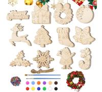 Ornements en bois non traité - Kit de bricolage 60 pièces - Décoration de sapin de Noël - Kit de bricolage en bois - Pour chambre de cheminée, décoration de fête intérieure et extérieure