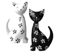 Ornements en bois pour chat, statuette en bois pour chat, 2 figurines de chat pour la décoration de la maison, art de chaton en bois fait à la main, petite sculpture de chat en bois, statue moderne d