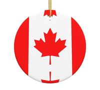 Ornements en céramique à motif drapeau canadien, pendentifs ronds, peuvent être accrochés sur les arbres de Noël ou les portes et fenêtres.