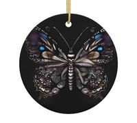 Ornements en céramique à motif papillon scientifique, pendentifs ronds, peuvent être accrochés sur les arbres de Noël ou les portes et fenêtres.