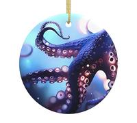 Ornements en céramique à motifs de pieuvres, pendentifs ronds, peuvent être accrochés sur les arbres de Noël ou les portes et fenêtres.