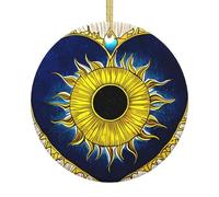 Ornements en céramique avec motif cœur et soleil de dessin animé, pendentifs ronds, peuvent être accrochés sur les arbres de Noël ou les portes et fenêtres.