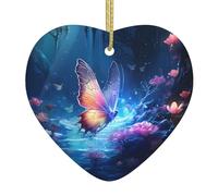 Ornements en céramique en forme de cœur en forme de papillon étrange pour la décoration murale de la maison, les fêtes de jardin et les décorations de sapin de Noël.