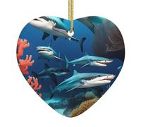 Ornements en céramique en forme de cœur en forme de requin sous-marin pour la décoration murale de la maison, les fêtes de jardin et les décorations de sapin de Noël.