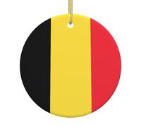 Ornements en céramique motif drapeau de la Belgique, pendentifs ronds, peuvent être accrochés aux arbres de Noël ou aux portes et fenêtres.