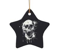 Ornements en céramique motif tête de mort fantôme horreur arbre de Noël en porcelaine pendentifs décoration cadeau