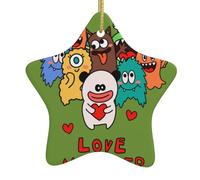 Ornements en céramique pour sapin de Noël, adorable monstre, étoile de Noël, décoration à suspendre, décorations de Noël, cadeaux de Noël
