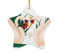 Ornements en céramique pour sapin de Noël, cygne, rose, amour, étoile de Noël, décoration à suspendre, décorations mignonnes de Noël, cadeaux de Noël