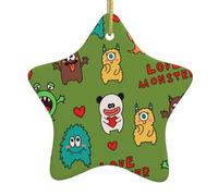 Ornements en céramique pour sapin de Noël - Joli monstre - Étoile de Noël à suspendre - Décorations de Noël mignonnes - Cadeaux de Noël