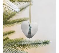 Ornements en céramique pour sapin de Noël - Statue de la Liberté - Cœur - Décorations de Noël amusantes - Pendentifs en porcelaine pour décorations de fête de Noël