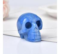 Ornements en cristal Pierre naturelle crâne améthyste crâne cristal pierre de guérison artisanat décoration de la maison poli Figurine Halloween ornements cadeau Beau cristal(Blue Aventurine)
