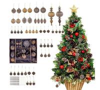 Ornements en cuivre doré - Lot de 53 boules de Noël dorées - Décorations d'automne de Thanksgiving avec un design élégant avec des couleurs riches - Idéal pour la décoration de bureau et d'école