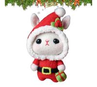 Ornements en feutre - Décor de wapin de lapin de Noël, ensemble de matériaux d'artisanat animal, décoration de vacances à la main avec des fournitures d'art créatives, accessoires de festives pour enf