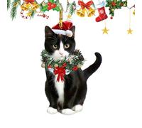 Ornements en forme de chat - Pendentif en acrylique 2D | Ornements de Noël mignons en forme d'animal | pour la maison, les fêtes de vacances, les célébrations saisonnières, les portes, les tables, le