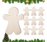 Ornements en forme de pain d'épice | 10 pièces Silhouettes en bois de Noël pour travaux manuels | Décorations accrochables à personnaliser | Pour mur fenêtre maison mariage fête voyage famille