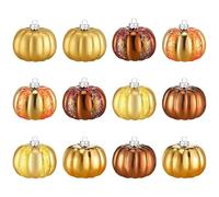 Ornements en Forme de pour Arbres,12 Pièces Décorations Orange pour Automne | Artisanat Sculpté à la Main Décorations pour Thanksgiving Intérieur Cuisine et Fêtes d'halloween