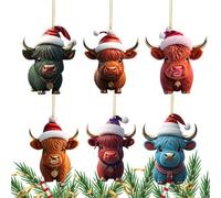Ornements en forme de vache pour sapin de Noël en acrylique, décorations plates 2D pour chambre à coucher, salon, appartement, école, salle de classe, magasin de détail