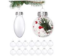 Ornements en Plastique Transparent 16pcs Boules d'ornements de Noël transportables à Remplissage 3, 15 Pouces faciles suspendues ＆ Taim de Noël remplissant pour Artisanat Bricolage, décoration