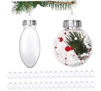 Ornements en Plastique Transparent 36pcs Balles d'ornements de Noël Transparents à Remplissage 2, 36 Pouces faciles suspendues & Taim de Noël remplissant pour Artisanat, décoration fête mar