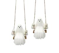 Ornements en résine synthétique durable en forme de tête de mort à suspendre pour intérieur ou extérieur, Halloween, patios, sculpture légère, statue de cimetière d'intérieur et d'extérieur