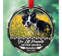 Ornements en verre commémoratifs personnalisés avec nom de l'année et photo de chien au paradis pour les amoureux des animaux de compagnie, vous avez laissé des empreintes de pattes sur nos cœurs
