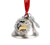 Ornements, encre marbre noir doré 2025 Cloche de Noël annuelle avec un ruban rouge à suspendre, décoration d'arbre d'hiver, décorations d'hiver