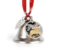 Ornements, encre marbre noir doré 2025 Cloche de Noël annuelle avec un ruban rouge à suspendre, décoration d'arbre d'hiver, décorations d'hiver