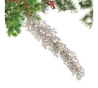 Ornements Étincelants Pour Sapin De Noël - Décorations Artificielles Brillantes Avec Perle | Ornements de Feuille et Tige Pailletés | Pour Maison Bureaux Chambre Portes Cheminées Balustrades Anniversa