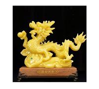 Ornements Feng Shui Statue de Dragon Chinois Décoration du Zodiaque en Jade Chanceux Feng Shui Bureau Décoration de la Maison Artisanat Statue Feng Shui (Couleur : Jaune, Taille : Large)