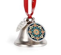 Ornements, fleurs mandala vintage 2025, cloche de Noël annuelle avec un ruban rouge à suspendre, décoration d'arbre d'hiver, décorations d'hiver