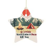 Ornements Fourré Naturel. Sortez. Au Pire, Un Ours Vous Tuera. Décoration Porcelaine Noël Ornement pour Maison Fête Intérieur