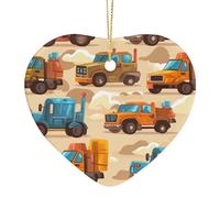 Ornements Gros Camion, Camion De Dessin Animé, Équipement, Tracteur Décoration avec Ruban Doré Noël Ornement pour Intérieur Maison Magasins