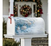 Ornements - Housses magnétiques pour boîte aux lettres et décorations de jardin avec branches de pin et neige pour décoration de jardin et extérieur, 45,7 x 53,3 cm, bleu