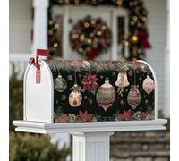 Ornements - Housses magnétiques traditionnelles rustiques pour boîte aux lettres de Noël - Cloches de poinsettia - Décoration de jardin et de cour - 45,7 x 53,3 cm - Rouge