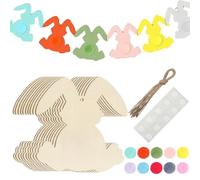Ornements lapin de Pâques - Bois 10 pièces 10x9,6 cm Non fini | Décoration de lapin avec travail vide, présentoir de porte, style d'étagère, accents de Noël bricolage | Bureau d