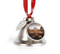 Ornements, musée du Louvre à Paris 2025 Cloche de Noël annuelle avec un ruban rouge à suspendre, décoration d'arbre d'hiver, décorations d'hiver