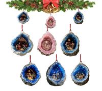 Ornements Nativité Noël 6 Pièces 2D Plates Souvenir Style Fermier | Suspensions Noël Scène Acrylique Religieux Campagnard Femmes Chrétiennes Mamie Rebord Fenêtre Porte Mur Salon