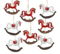 Ornements noël Chevaux à Bascule, 8 pièces: pendentifs de métal Vintage, breloquessapin et Branches, décoration Traditionnelle, Suspension Cadeau Festive, Petit, 5,5 x 6,5 cm