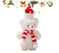 Ornements ours de Noël, décorations d'ours blanc marron mignon dessin animé pour gâteau Décorations de maison en peluche douce de 6,3 pouces farcis pour la fête d