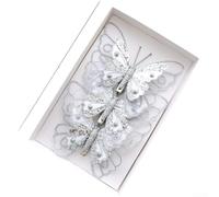 Ornements Papillon 3D Pailletés Plastique Set de 3 6 Différentes tailles | Construction légère en plastique couleurs argent et or effet pour bicolore chatoyant pour décorations saisonnières cheveux