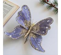 Ornements papillon à clip en métal pour sapin de Noël, décorations en tissu pour couronnes, guirlandes et divers environnements festifs d'intérieur et d'extérieur (rouge)