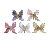 Ornements papillon réutilisables en tissu avec clips, décorations de sapin de Noël pour couronnes, guirlandes et diverses utilisations de vacances (rouge)