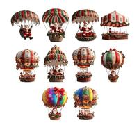 Ornements Père Noël - 2D en Bois De Noël 10 Pièces | Ornements De Père en Ballon Aérien pour Les Fêtes | pour Porte Jardin Cour Porche Extérieur Maison Fenêtre Mur Fête De