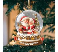 Ornements personnalisés en forme de boule de neige de Noël à effet 3D personnalisé ornement en acrylique pour couple de Père Noël, pendentif en acrylique personnalisé, ornement de Noël pour couple